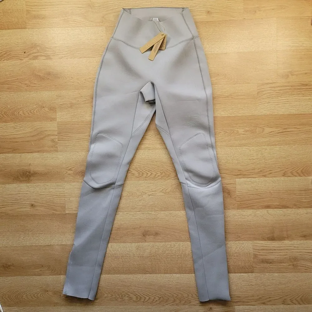 SKIMS Sport Swim Scuba Long Pants Leggings Chrome Silver Gray Ankle Zip NWT XXS